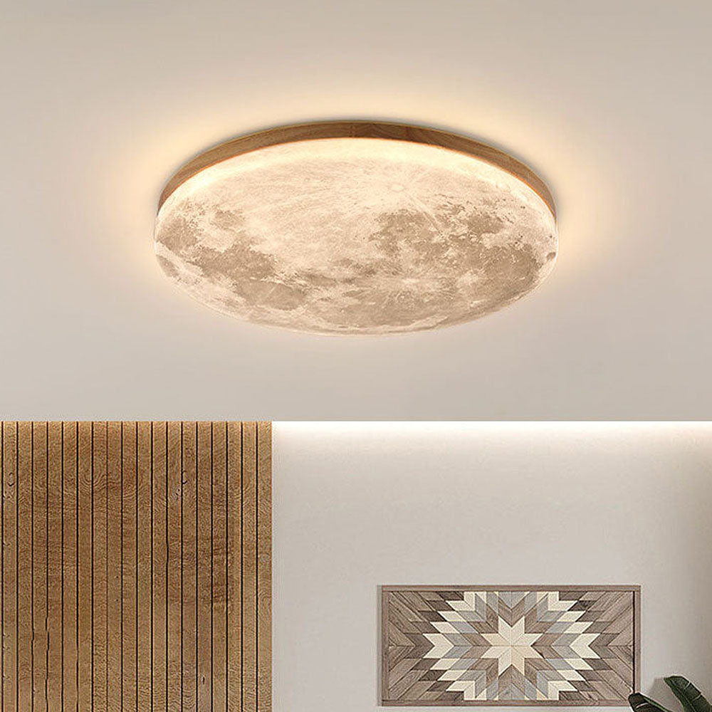 Lampada da soffitto LED Minimalista a forma di Luna – Design moderno in legno e acrilico