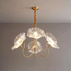 Sylvara Glass Flower Chandelier Frosted Leaf Bloom Light