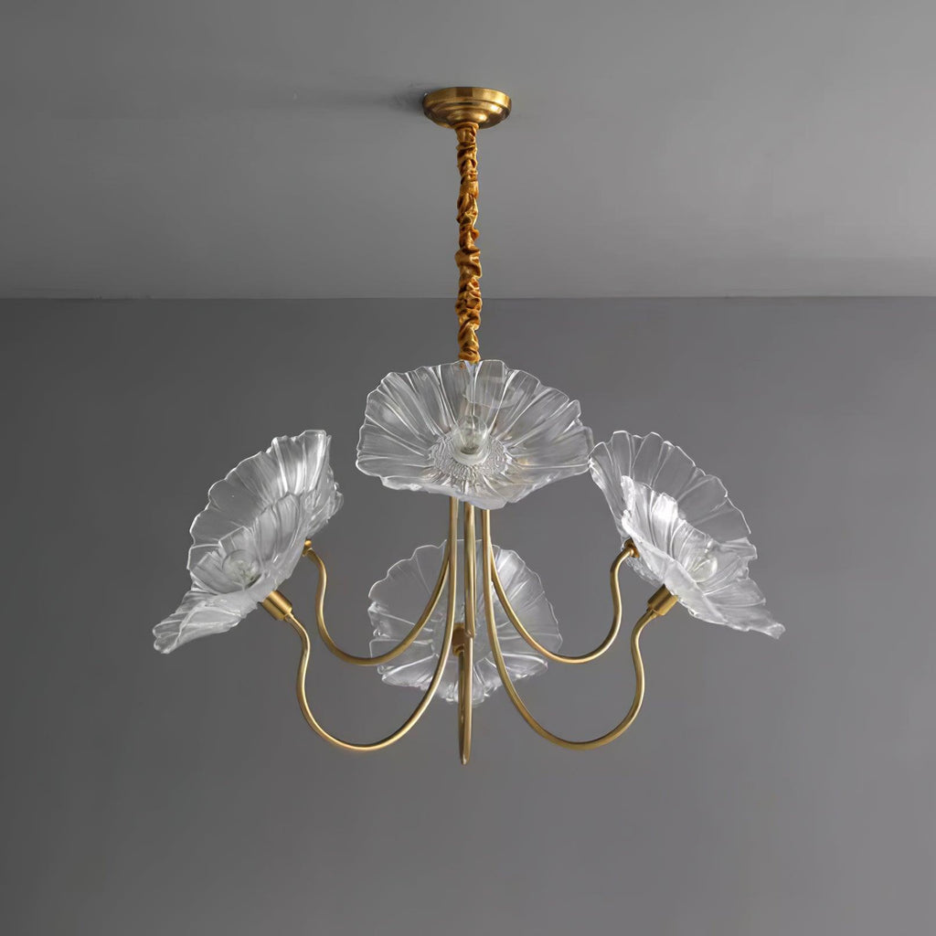 Sylvara Glass Flower Chandelier Frosted Leaf Bloom Light