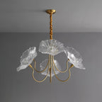 Sylvara Glass Flower Chandelier Frosted Leaf Bloom Light