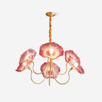 Sylvara Glass Flower Chandelier Frosted Leaf Bloom Light