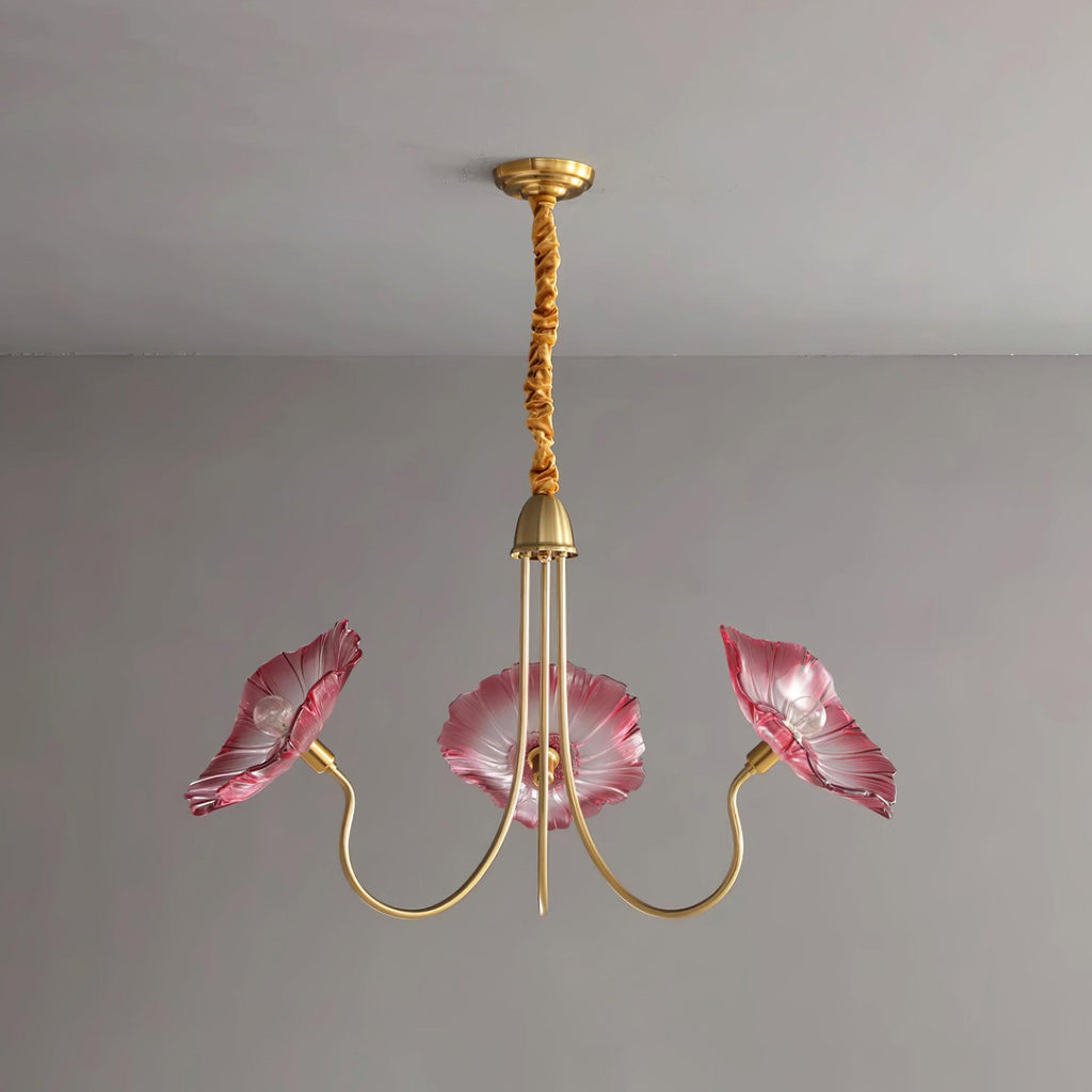 Sylvara Glass Flower Chandelier Frosted Leaf Bloom Light