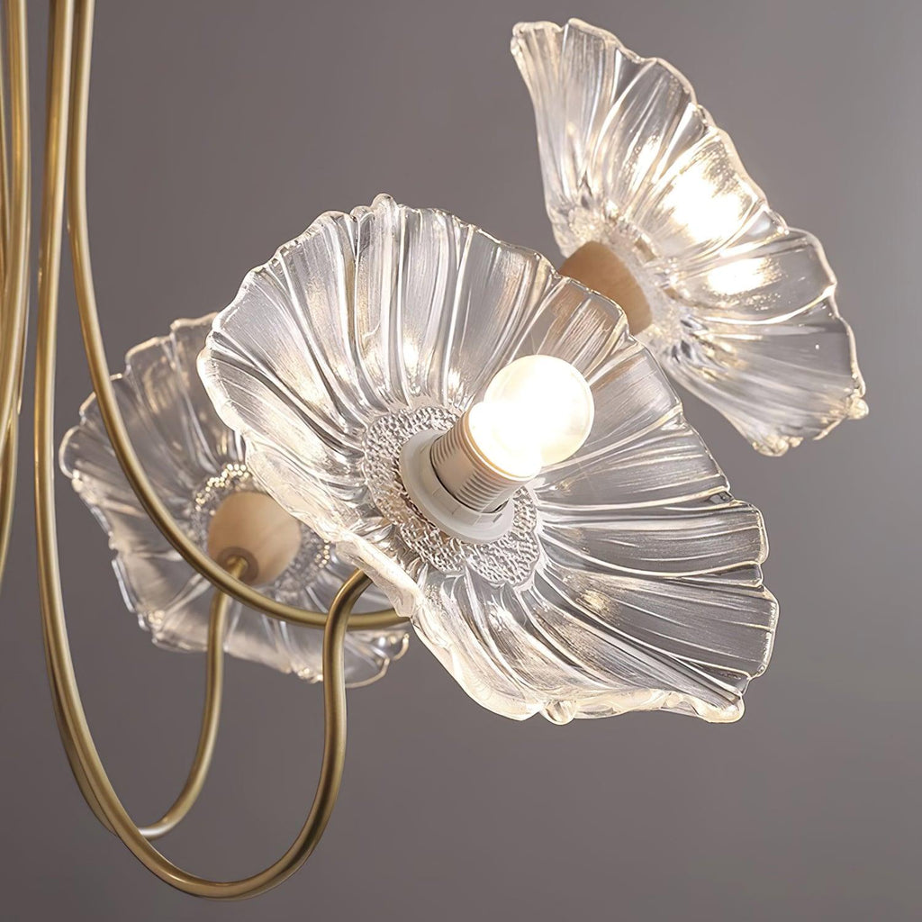 Sylvara Glass Flower Chandelier Frosted Leaf Bloom Light