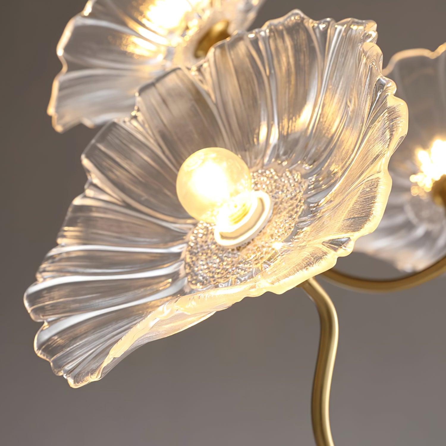 Sylvara Glass Flower Chandelier Frosted Leaf Bloom Light