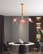 Sylvara Glass Flower Chandelier Frosted Leaf Bloom Light