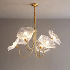 Sylvara Glass Flower Chandelier Frosted Leaf Bloom Light