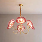 Sylvara Glass Flower Chandelier Frosted Leaf Bloom Light