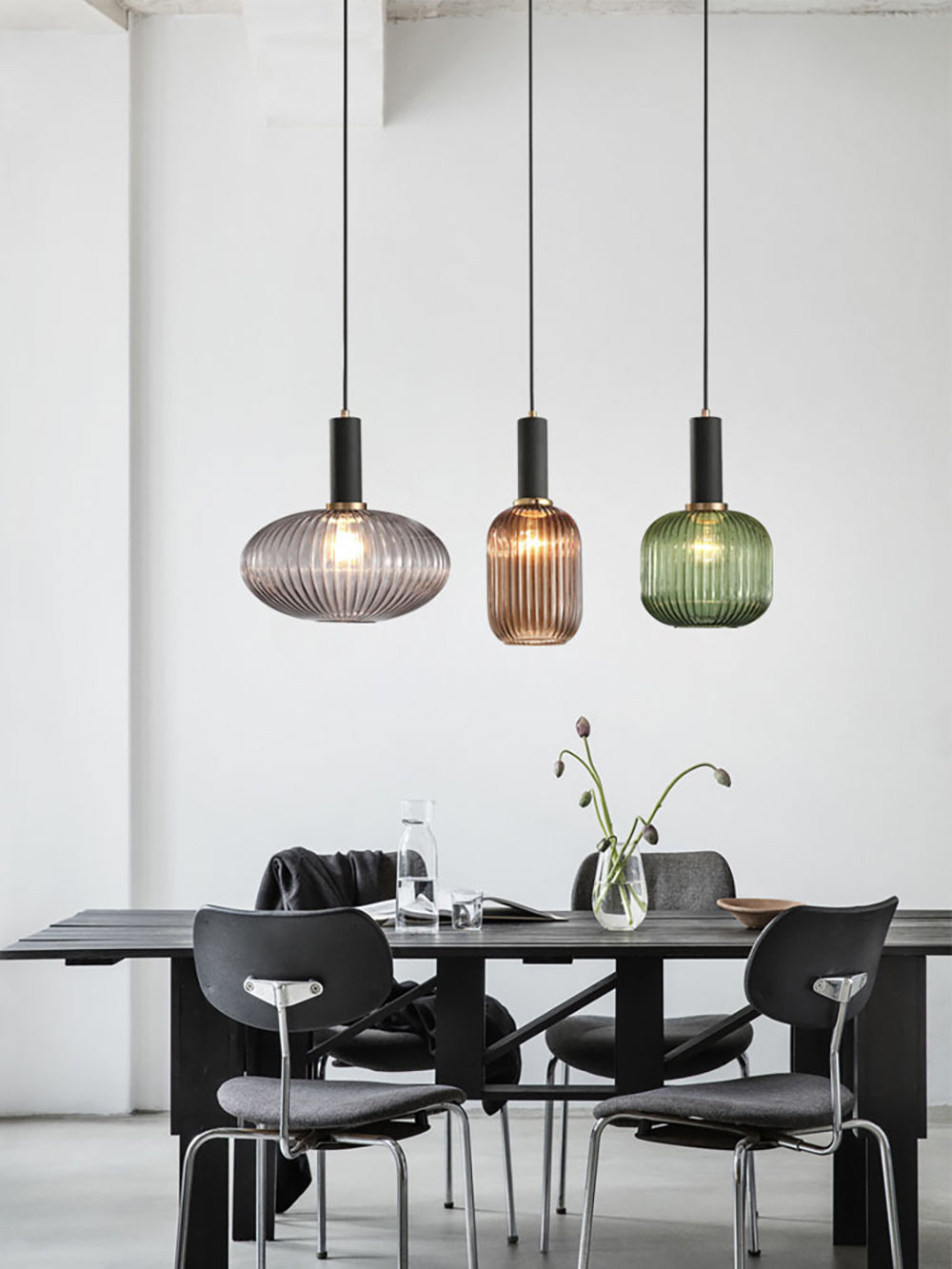 Nordic Fluted Glass Pendant Light for Modern Interiors