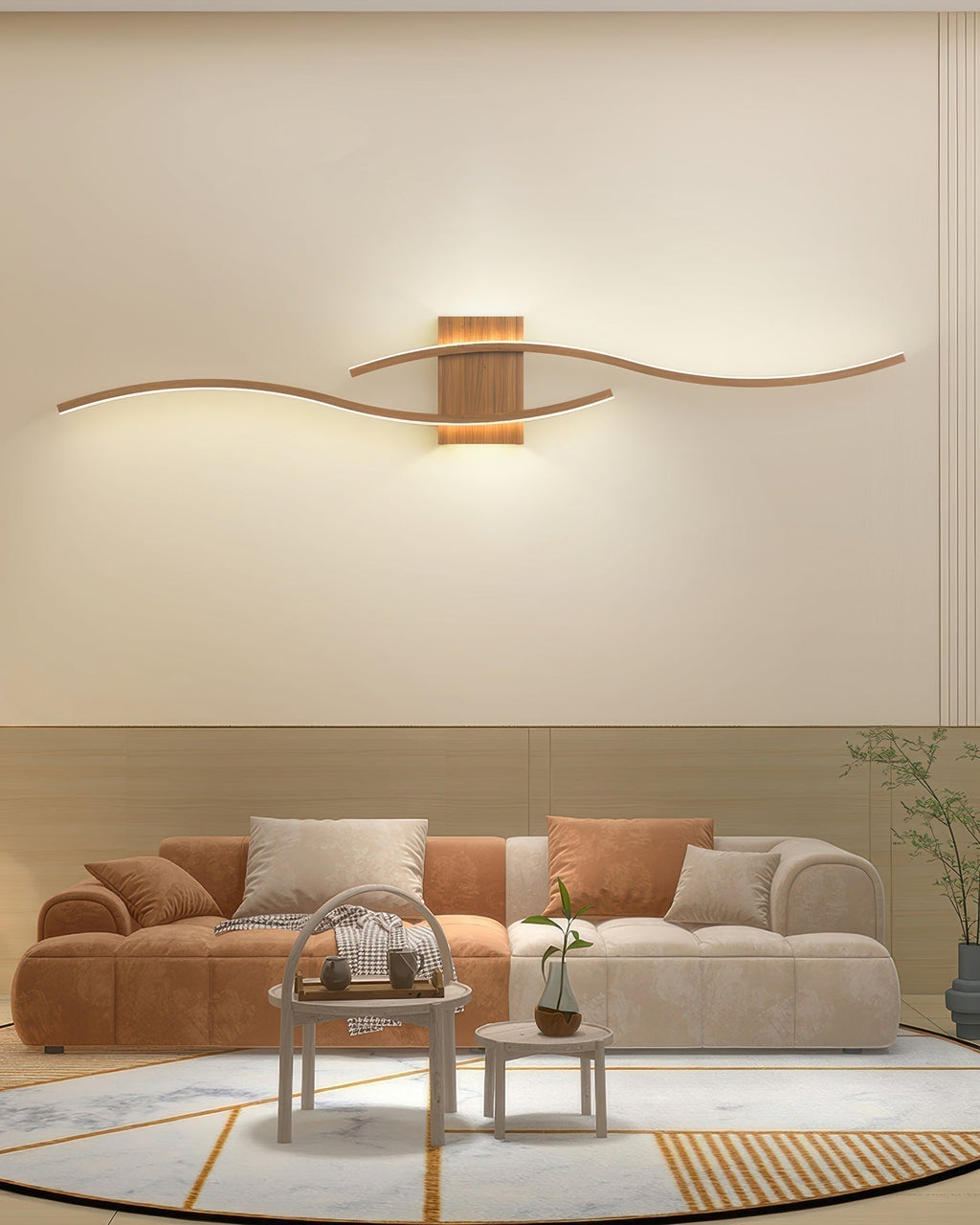 Lumanook Minimalist Led Wall Light With Wood Grain Finish
