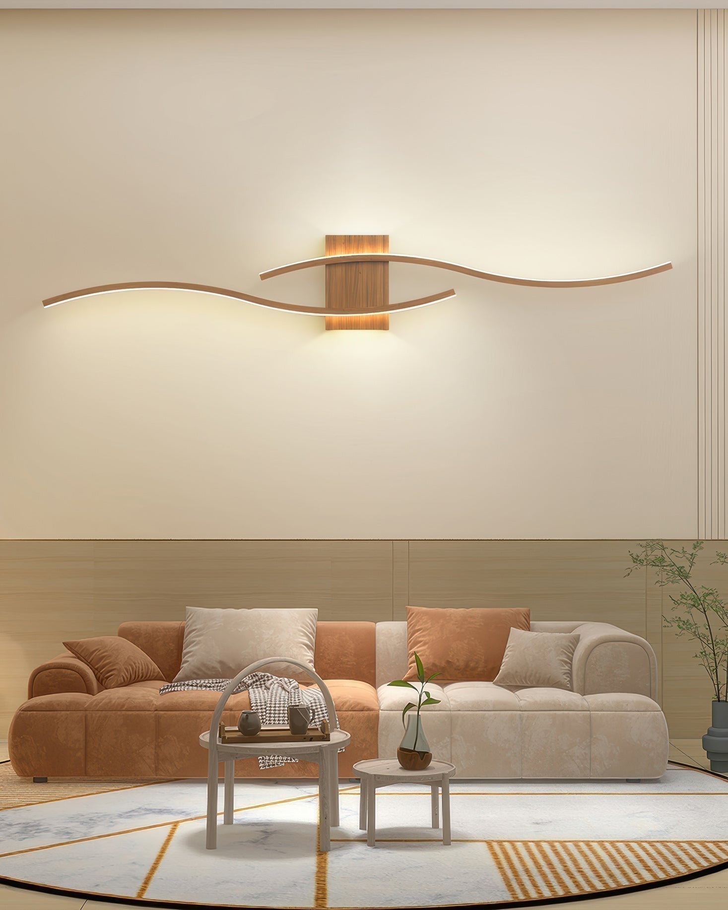 Lumanook Minimalist Led Wall Light With Wood Grain Finish