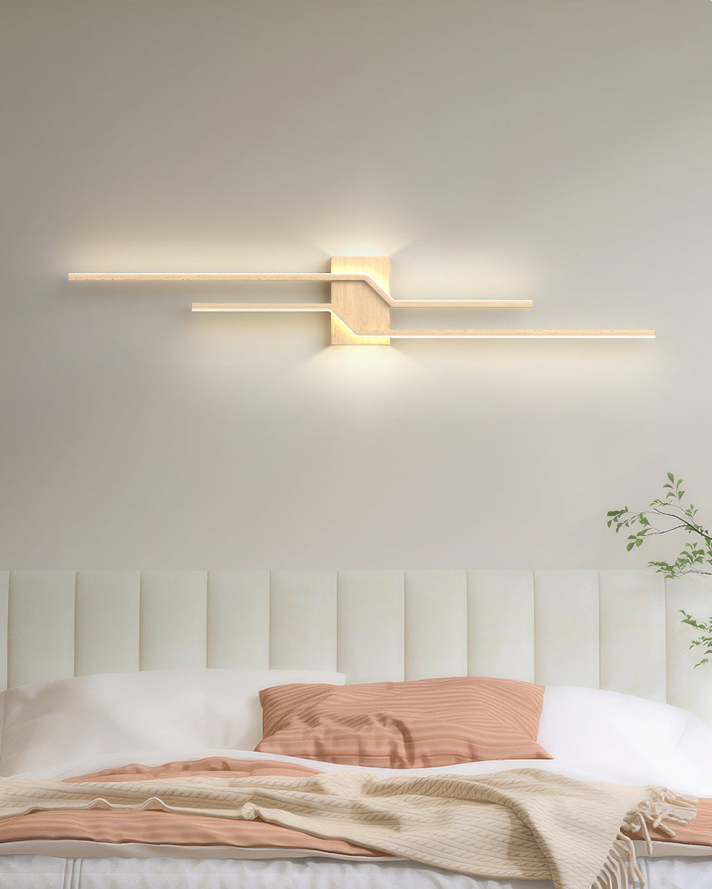 Lumanook Minimalist Led Wall Light With Wood Grain Finish