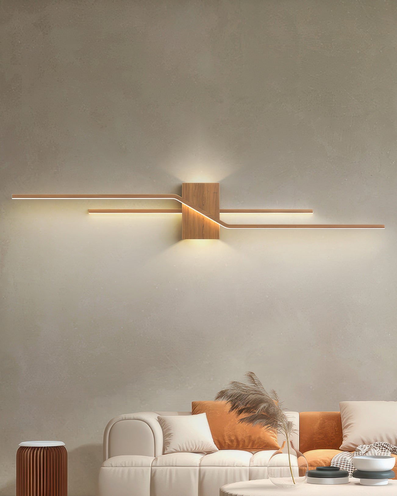 Lumanook Minimalist Led Wall Light With Wood Grain Finish
