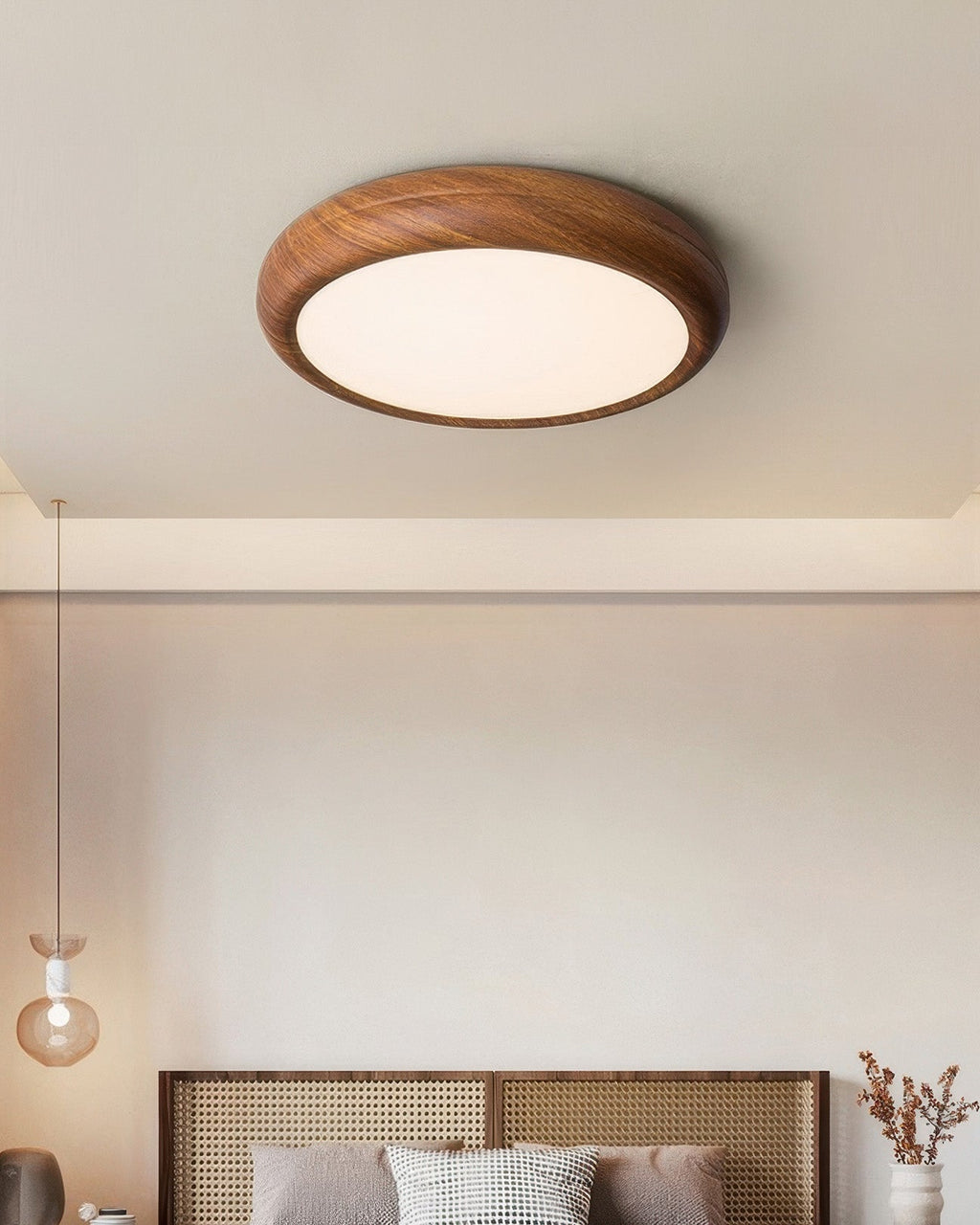 Walnut Modern Ceiling Lamp With Full Spectrum Lighting