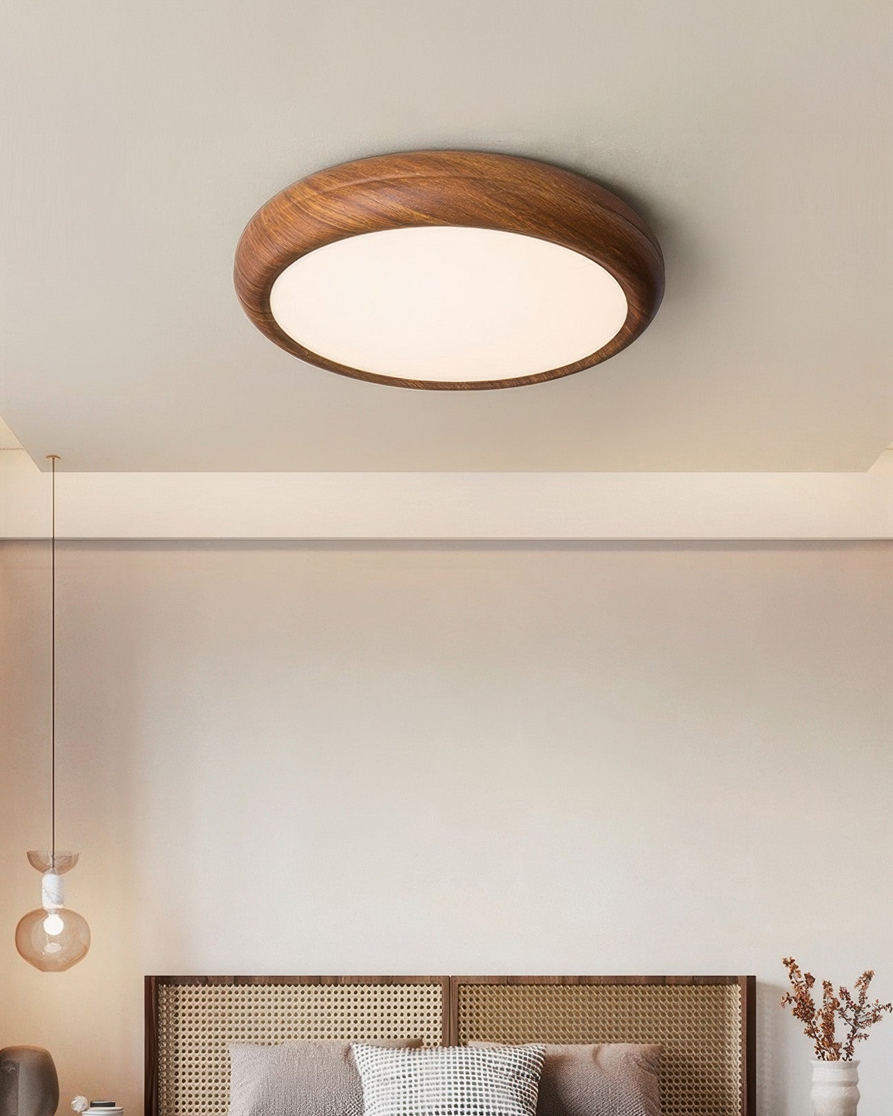 Walnut Modern Ceiling Lamp With Full Spectrum Lighting