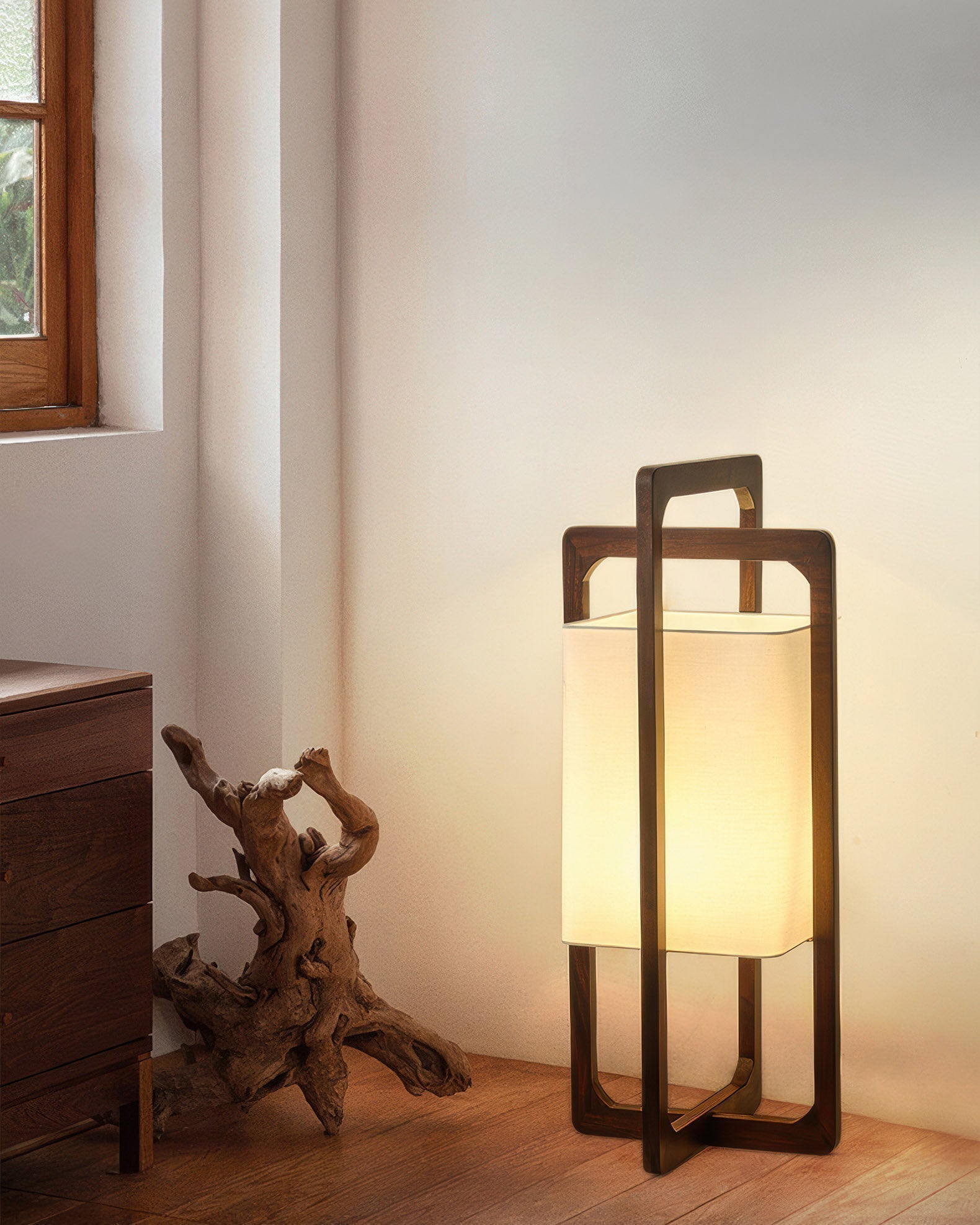 Lampada da terra Kizuna in legno giapponese retrò Zen luce ambientale