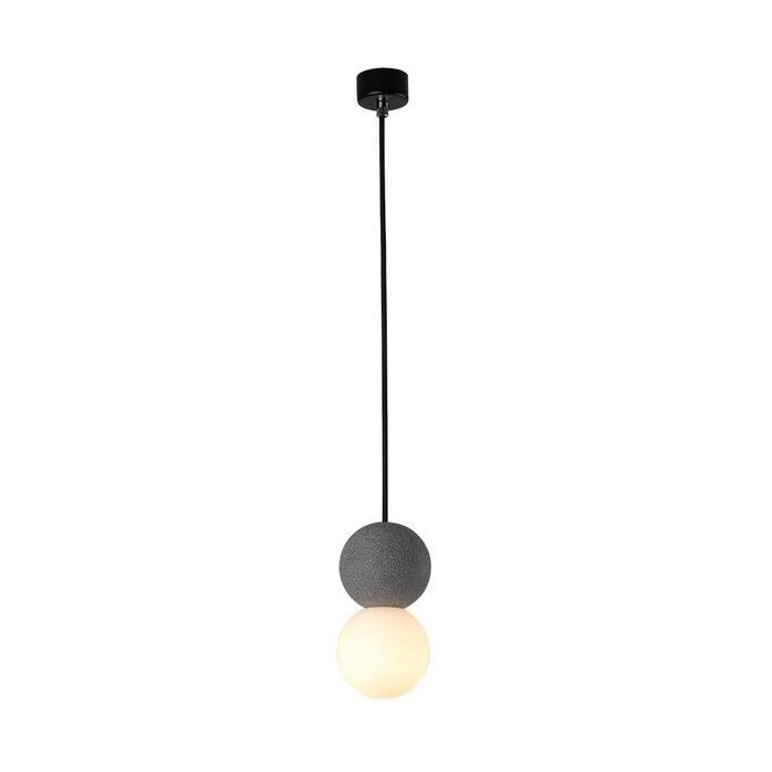 Quorra Pendant Light With Zement Volcanic Stone And Opal Glass