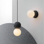 Quorra Pendant Light With Zement Volcanic Stone And Opal Glass