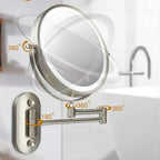 Chrome Silver LED Magnifying Vanity Mirror, Rechargeable