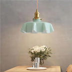 Lampada a sospensione in vetro retro con fiore - Glamour nostalgico