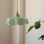Lampada a sospensione in vetro retro con fiore - Glamour nostalgico
