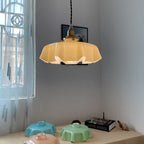 Lampada a sospensione in vetro retro con fiore - Glamour nostalgico