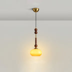 Caelora Roman Wood Glass Brass Pendant Light With Led