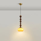 Caelora Roman Wood Glass Brass Pendant Light With Led