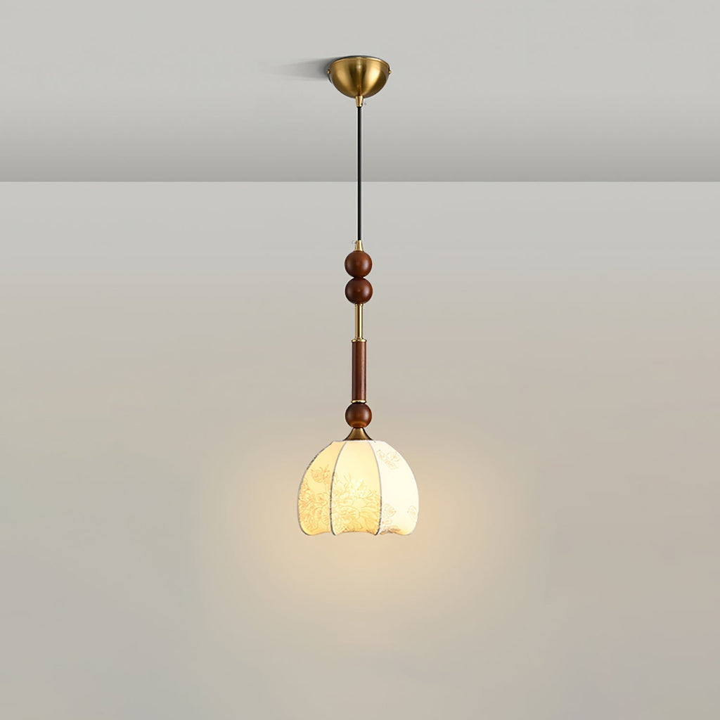 Caelora Roman Wood Glass Brass Pendant Light With Led