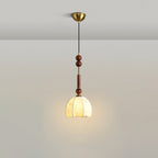 Caelora Roman Wood Glass Brass Pendant Light With Led
