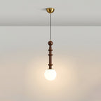 Caelora Roman Wood Glass Brass Pendant Light With Led