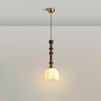 Caelora Roman Wood Glass Brass Pendant Light With Led