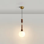 Caelora Roman Wood Glass Brass Pendant Light With Led