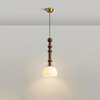 Caelora Roman Wood Glass Brass Pendant Light With Led