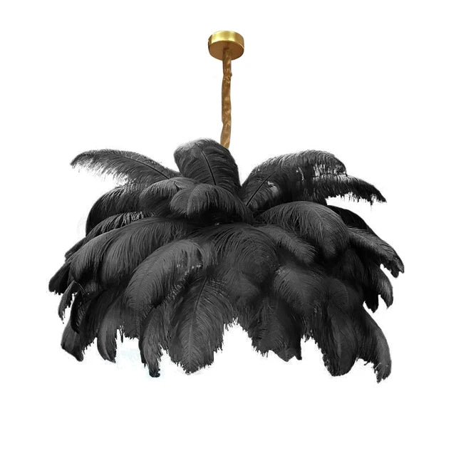 Ostrich Feather Pendant Chandelier Handcrafted Modern Light
