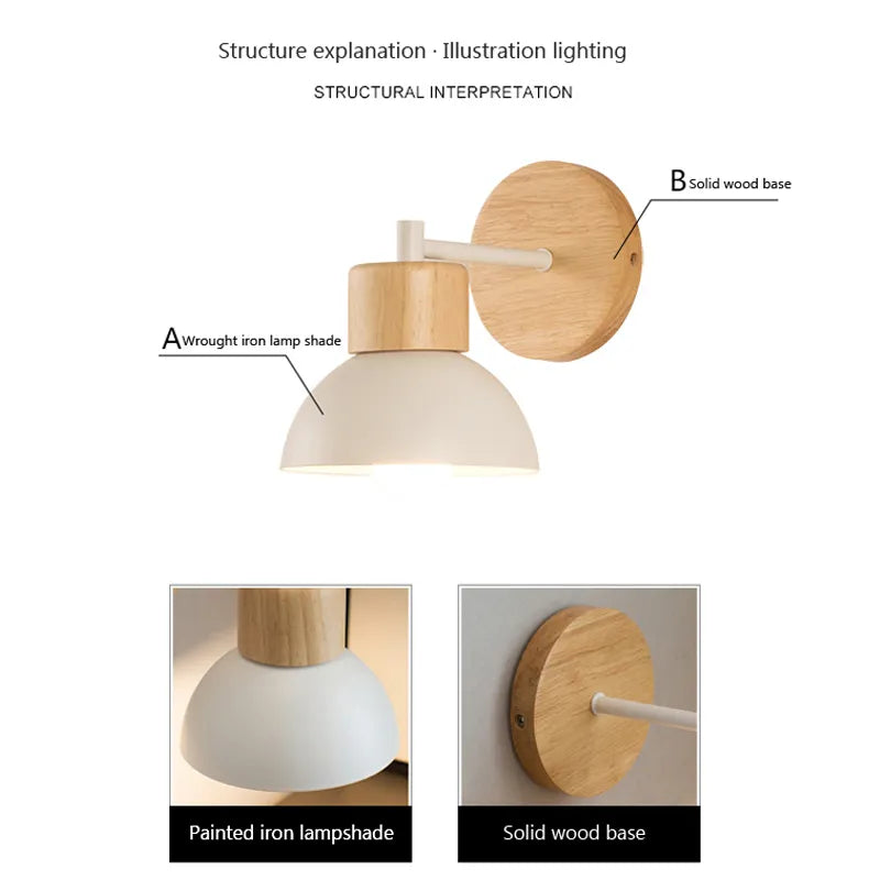Skara Nordic Wooden Wall Lamp