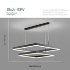 Lampadario a pendente quadrato geometrico con bagliore moderno