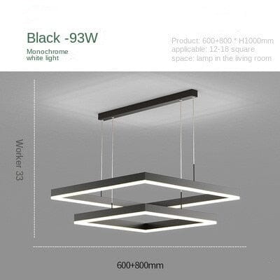 Lampadario a pendente quadrato geometrico con bagliore moderno