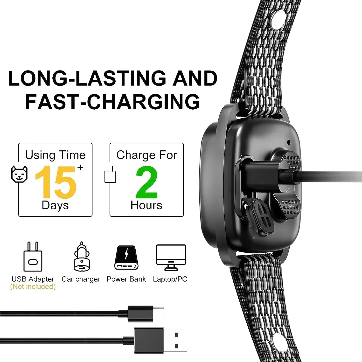 קולר שקט לפעימות עדין לכלבים קטנים - נטען מחדש