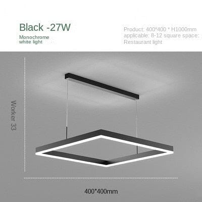 Lampadario a pendente quadrato geometrico con bagliore moderno