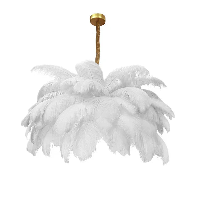 Ostrich Feather Pendant Chandelier Handcrafted Modern Light
