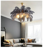 Ostrich Feather Pendant Chandelier Handcrafted Modern Light