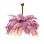 Ostrich Feather Pendant Chandelier Handcrafted Modern Light