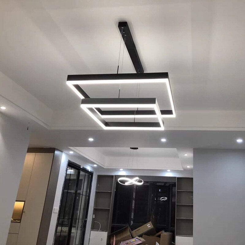 Lampadario a pendente quadrato geometrico con bagliore moderno