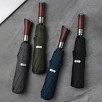 AureaNova | Paraguas Automático Con Elegante Mango De Madera