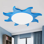 Lampada da soffitto a forma di sole in stile cartone animato in legno e acrilico