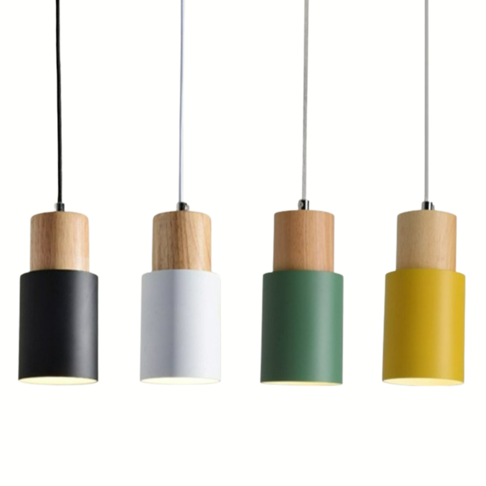 Lumiya Colorful Nordic Pendant Lamp With Wood Base