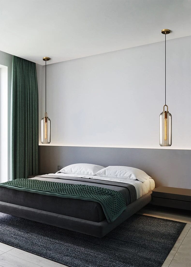 מנורת תלייה גלילית סולארה עם כיסוי זכוכית שקוף