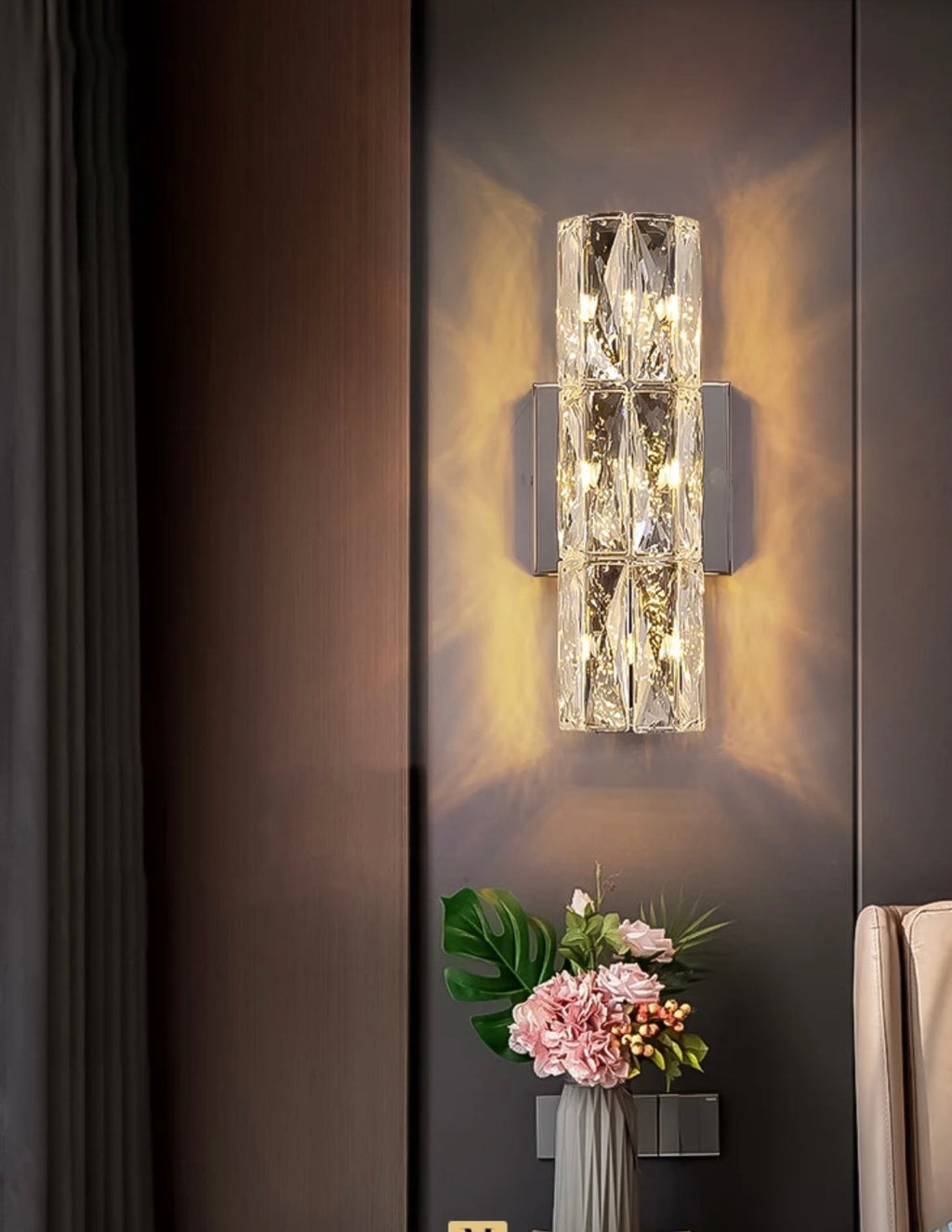 Vellara Crystal Wall Lamp In Stainless Steel LED G4