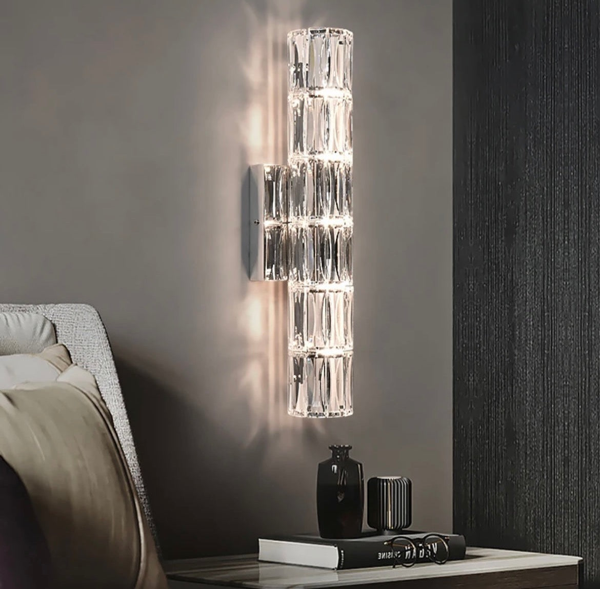 Vellara Crystal Wall Lamp In Stainless Steel LED G4