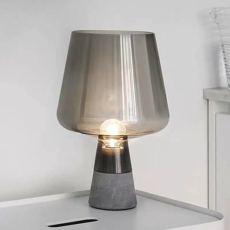 NovaVale Amber Glass Table Lamp With Solid Cement Base